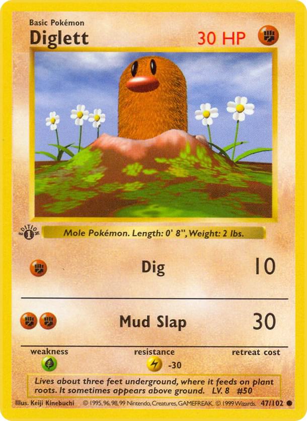 1999 Pokemon Base Set (Shadowless) 047/102 Diglett Common