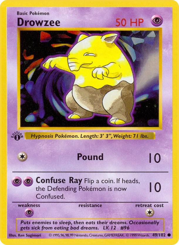 1999 Pokemon Base Set (Shadowless) 049/102 Drowzee Common