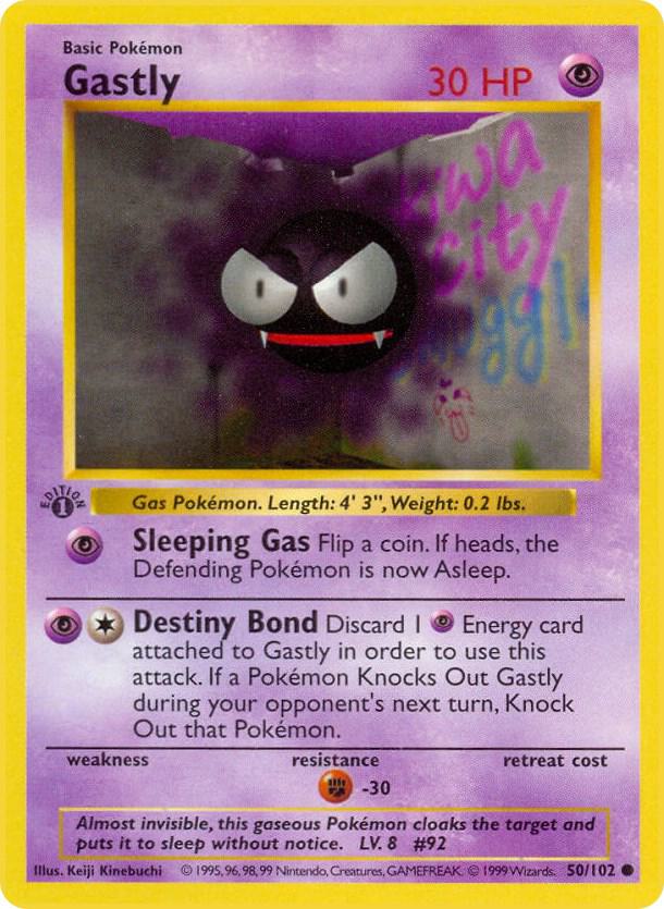 1999 Pokemon Base Set (Shadowless) 050/102 Gastly Common