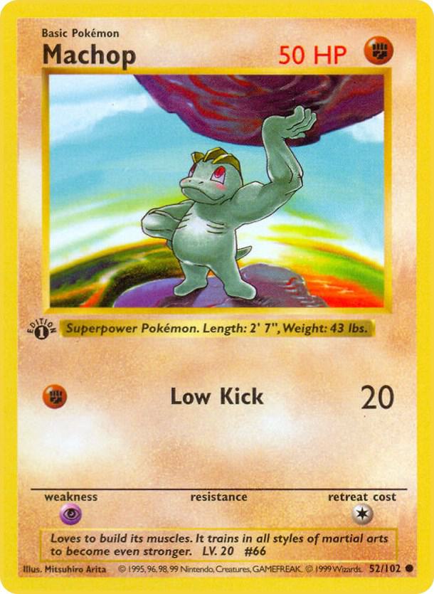1999 Pokemon Base Set (Shadowless) 052/102 Machop Common