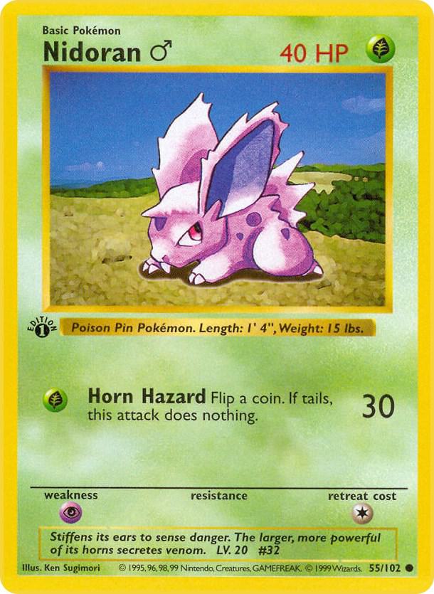1999 Pokemon Base Set (Shadowless) 055/102 Nidoran M Common