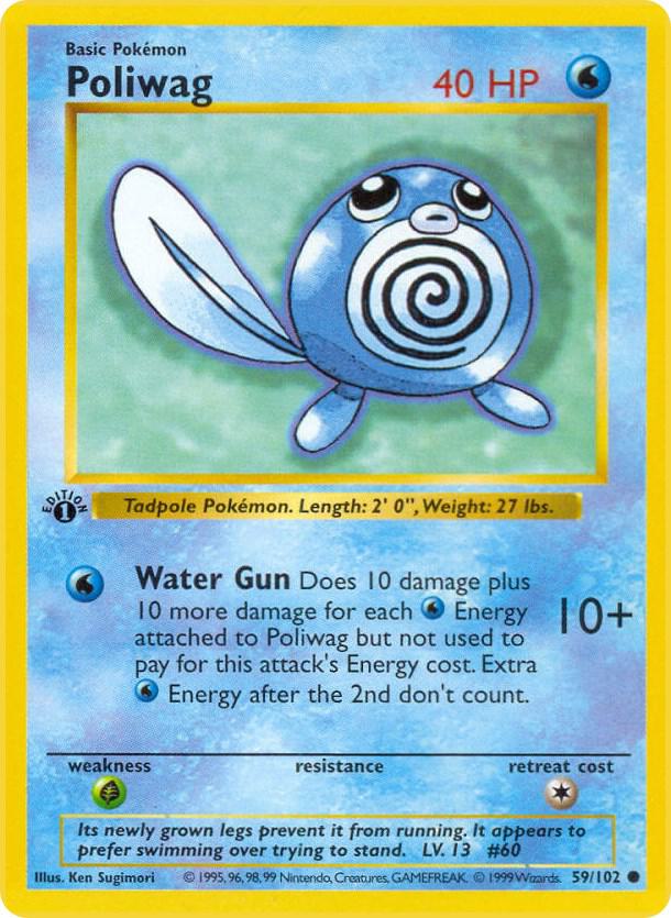 1999 Pokemon Base Set (Shadowless) 059/102 Poliwag Common