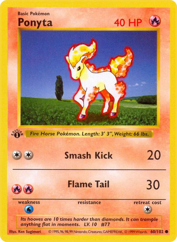 1999 Pokemon Base Set (Shadowless) 060/102 Ponyta Common