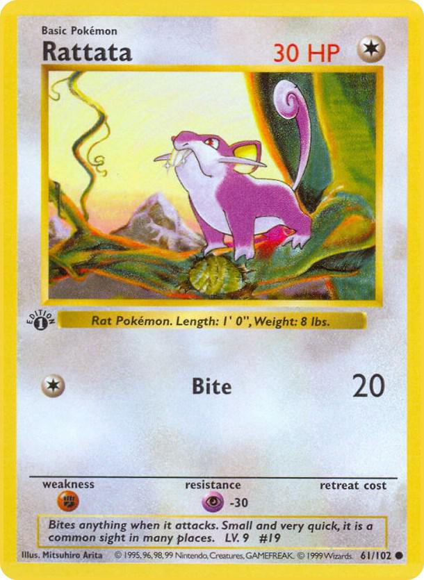 1999 Pokemon Base Set (Shadowless) 061/102 Rattata Common