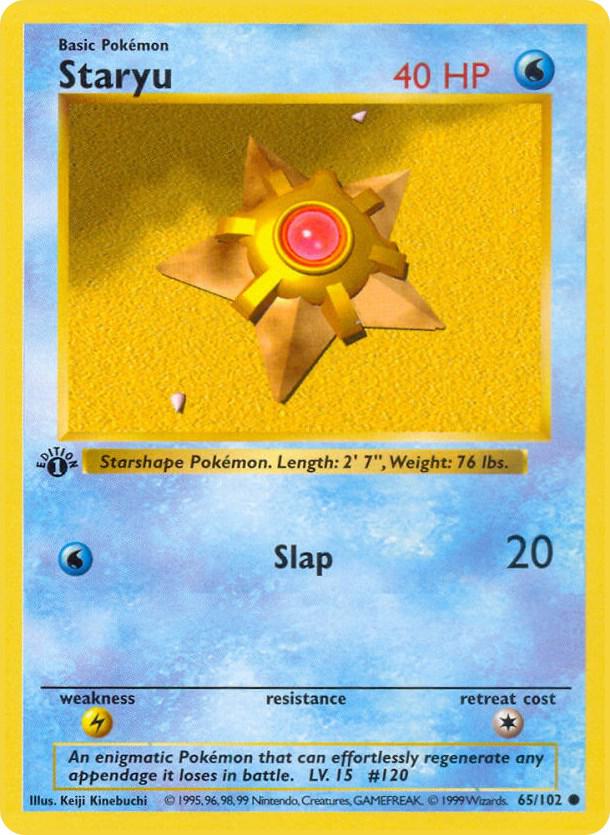 1999 Pokemon Base Set (Shadowless) 065/102 Staryu Common