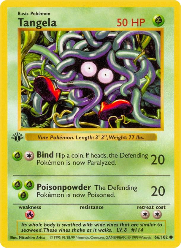 1999 Pokemon Base Set (Shadowless) 066/102 Tangela Common