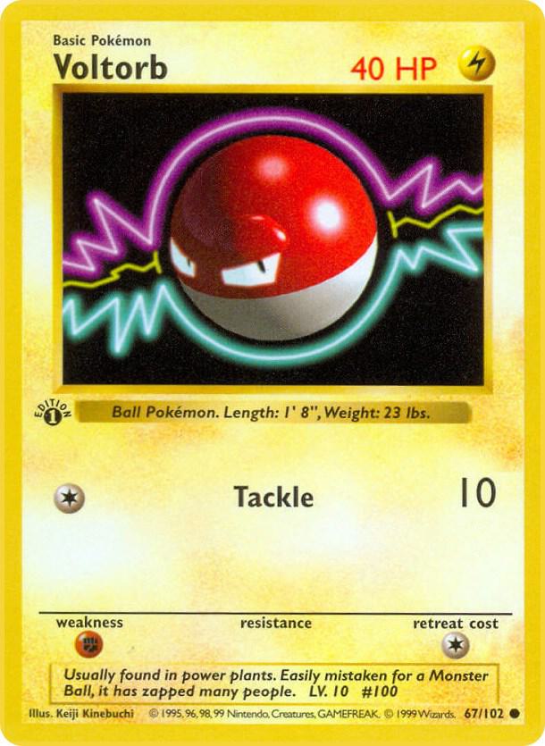 1999 Pokemon Base Set (Shadowless) 067/102 Voltorb Common