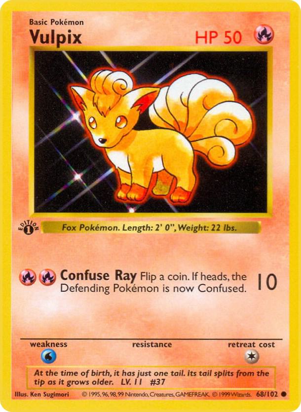 1999 Pokemon Base Set (Shadowless) 068/102 Vulpix Common