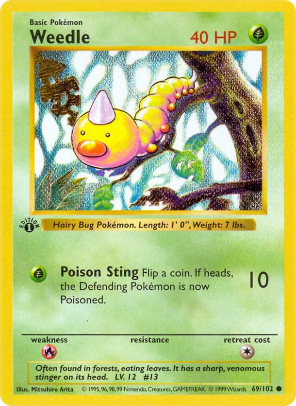 1999 Pokemon Base Set (Shadowless) 069/102 Weedle Common