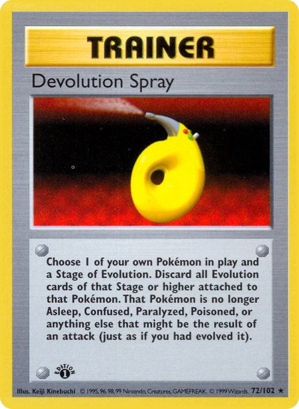 1999 Pokemon Base Set (Shadowless) 072/102 Devolution Spray Rare