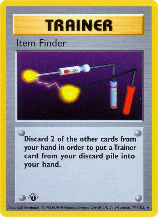 1999 Pokemon Base Set (Shadowless) 074/102 Item Finder Rare