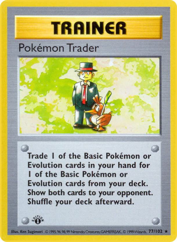 1999 Pokemon Base Set (Shadowless) 077/102 Pokemon Trader Rare