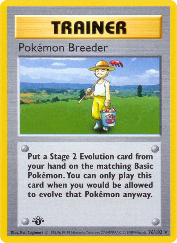 1999 Pokemon Base Set (Shadowless) 076/102 Pokemon Breeder Rare