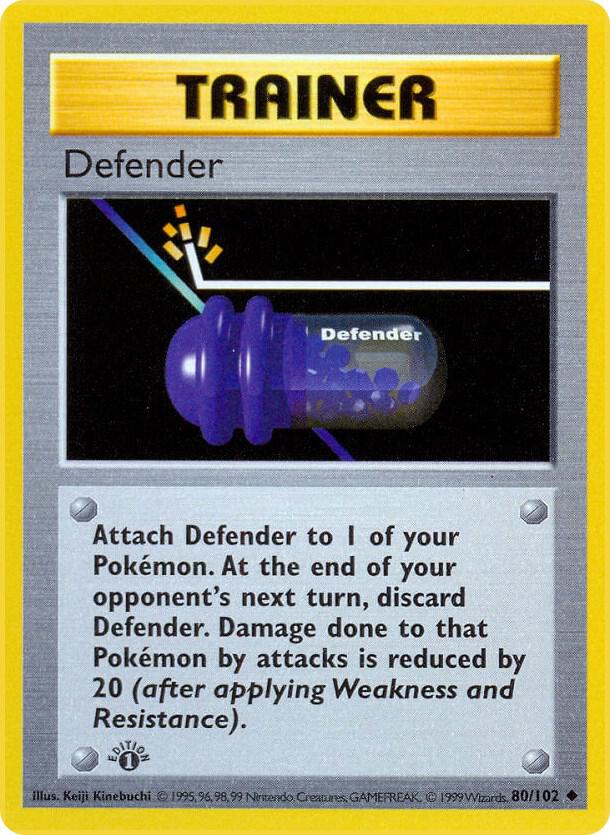 1999 Pokemon Base Set (Shadowless) 080/102 Defender Uncommon