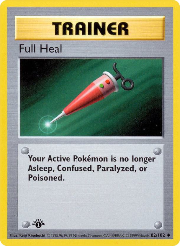 1999 Pokemon Base Set (Shadowless) 082/102 Full Heal Uncommon