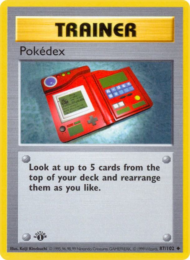 1999 Pokemon Base Set (Shadowless) 087/102 Pokedex Uncommon