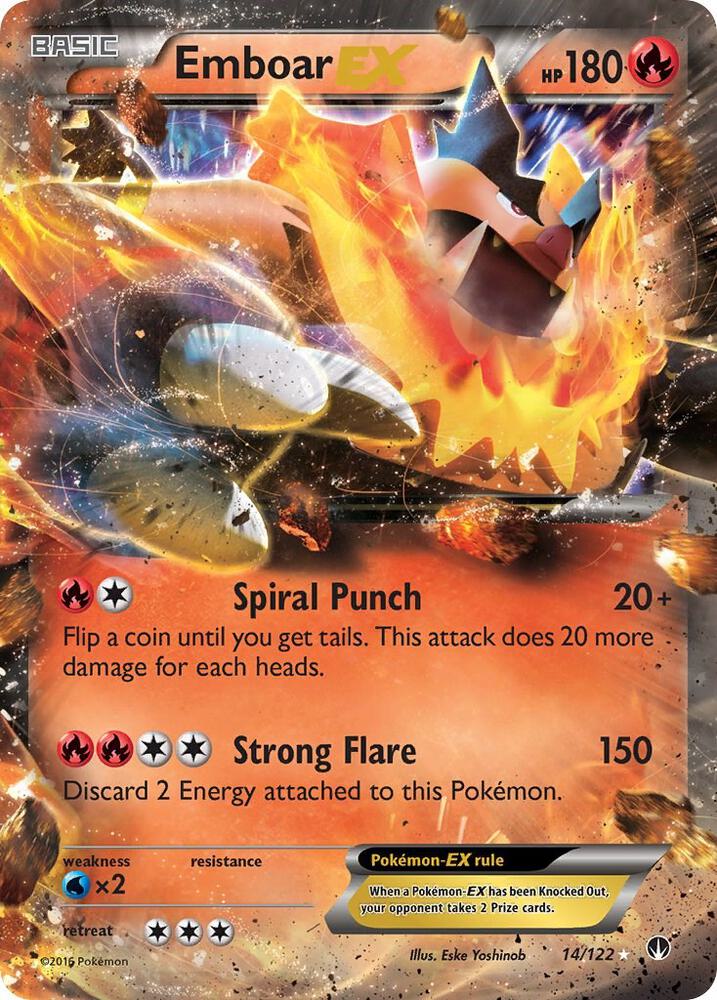 2016 Pokemon XY - BREAKpoint 14/122 Emboar EX Ultra Rare