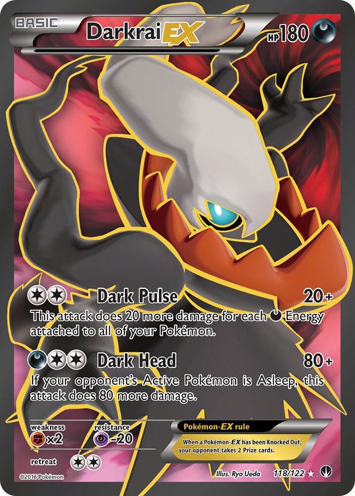 2016 Pokemon XY - BREAKpoint 118/122 Darkrai EX Full Art Ultra Rare