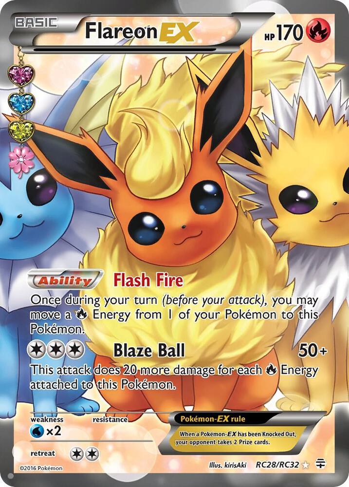 2016 Pokemon Generations: Radiant Collection RC28/RC32 Flareon EX Ultra Rare