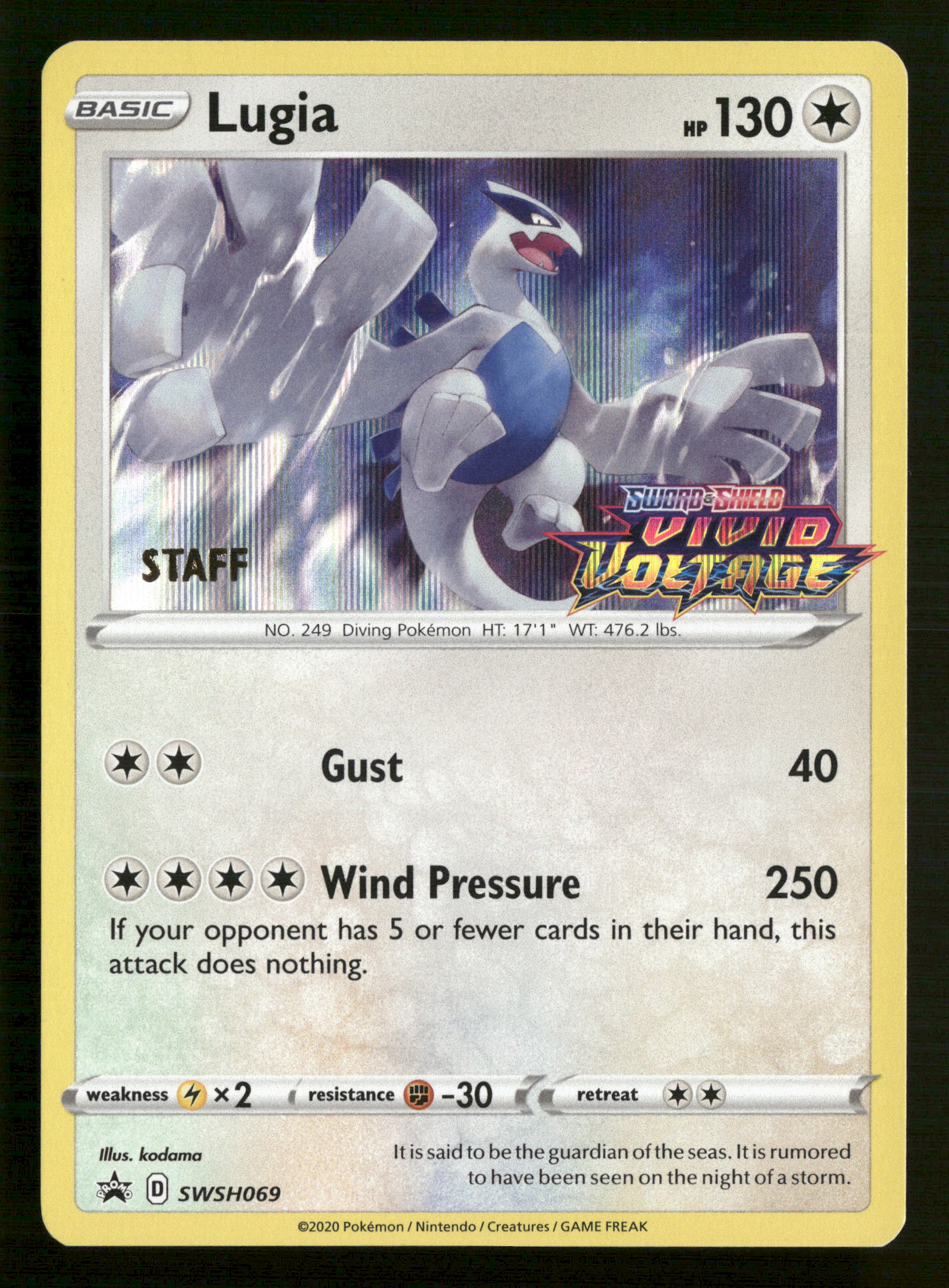  Pokemon SWSH: Sword & Shield Promo Cards  SWSH069 Lugia -  (Prerelease) [Staff] Promo NM