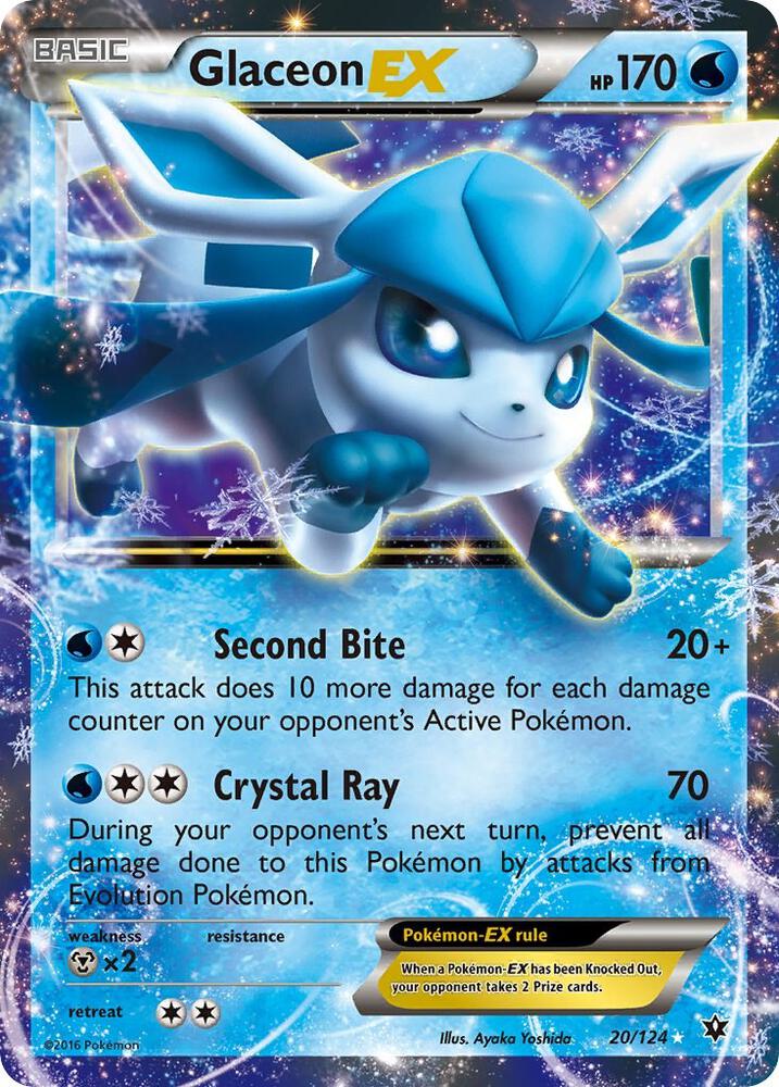 2016 Pokemon XY - Fates Collide 20/124 Glaceon EX Ultra Rare