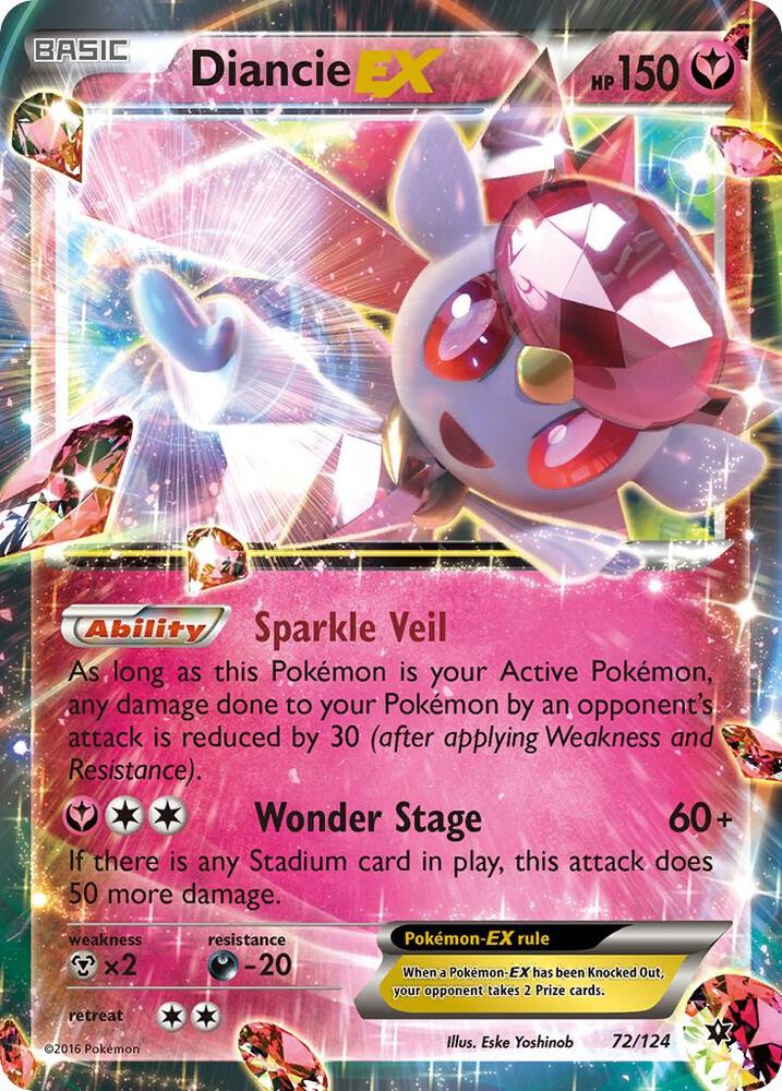 2016 Pokemon XY - Fates Collide 72/124 Diancie EX Ultra Rare