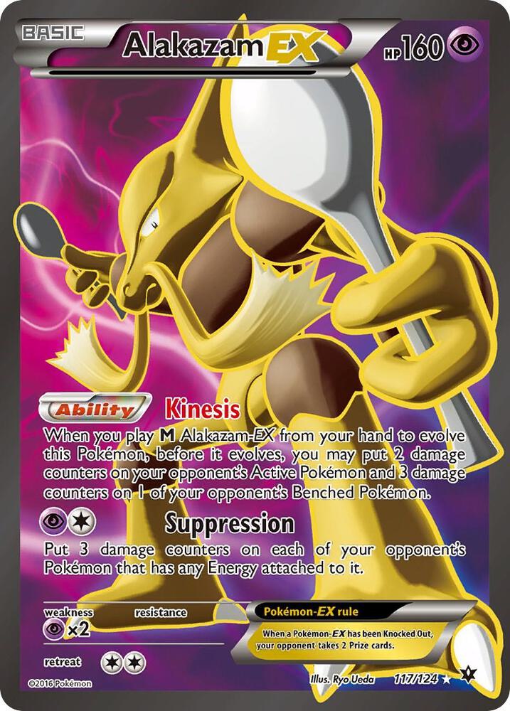 2016 Pokemon XY - Fates Collide 117/124 Alakazam EX (Full Art) Ultra Rare