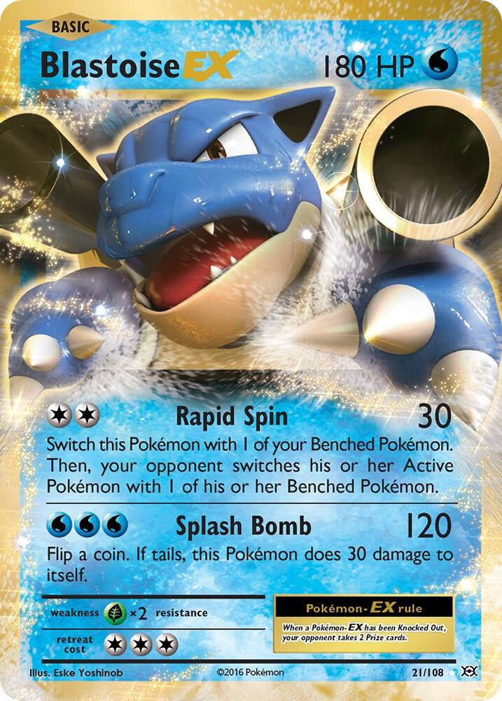 2016 Pokemon XY - Evolutions 21/108 Blastoise EX Ultra Rare