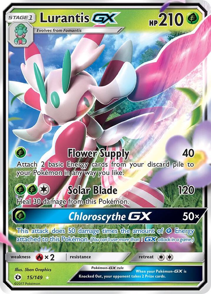 2017 Pokemon SM Base Set 15/149 Lurantis GX Ultra Rare