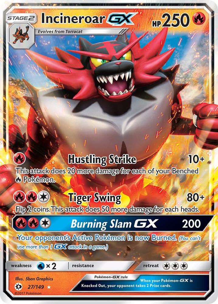 2017 Pokemon SM Base Set 27/149 Incineroar GX Ultra Rare