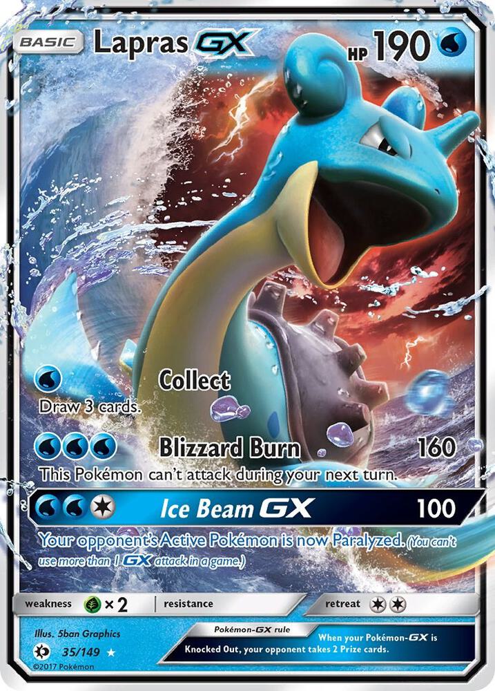 2017 Pokemon SM Base Set 35/149 Lapras GX Ultra Rare