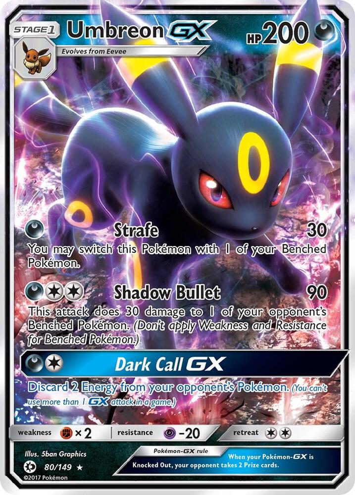 2017 Pokemon SM Base Set 80/149 Umbreon GX Ultra Rare