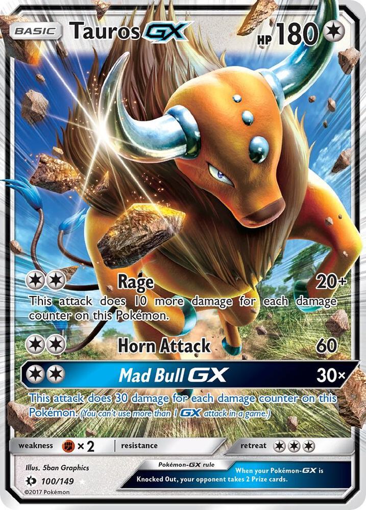 2017 Pokemon SM Base Set 100/149 Tauros GX Ultra Rare