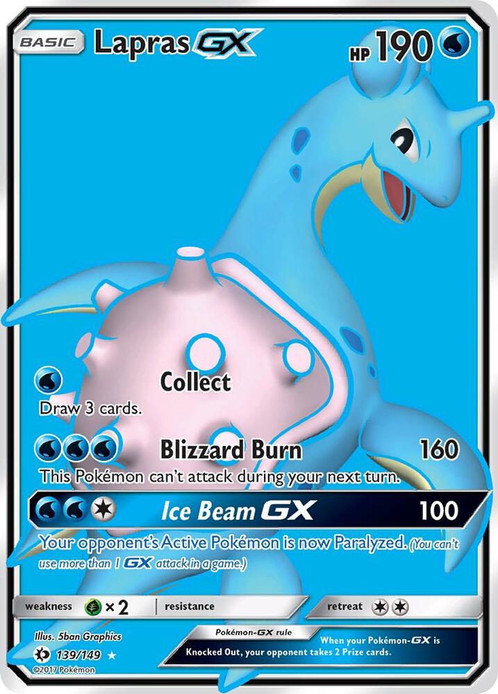 2017 Pokemon SM Base Set 139/149 Lapras GX Full Art Ultra Rare