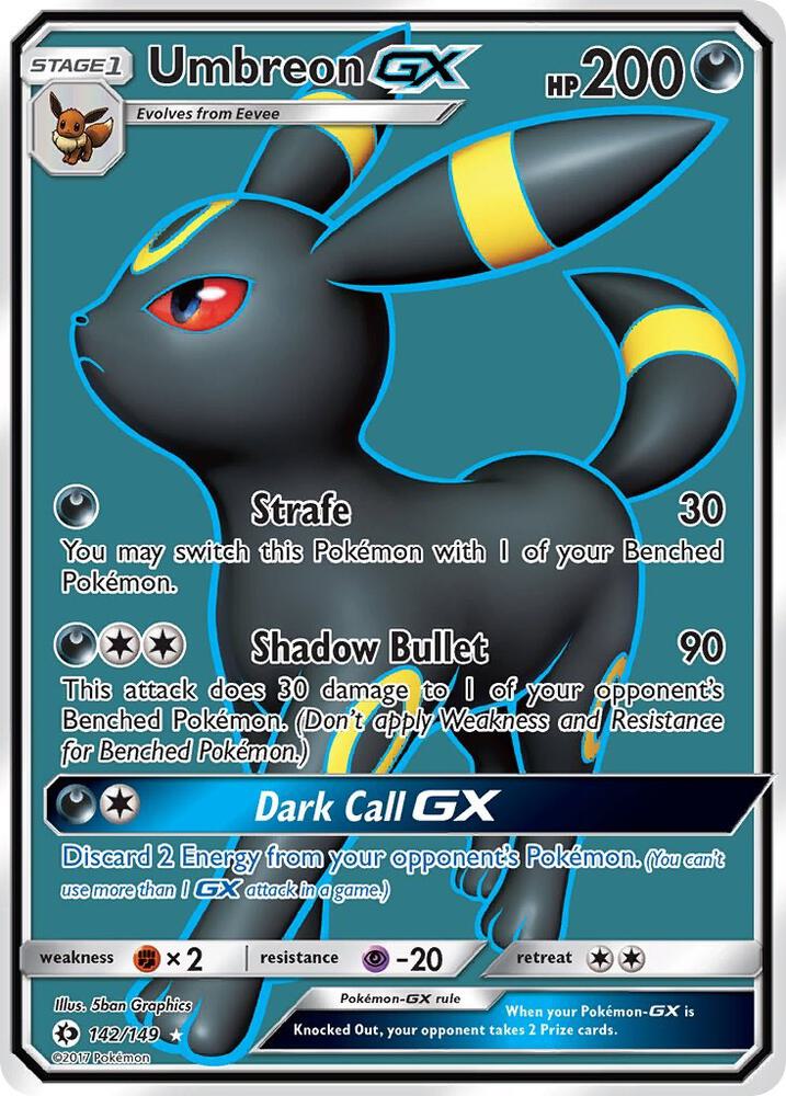 2017 Pokemon SM Base Set 142/149 Umbreon GX Full Art Ultra Rare
