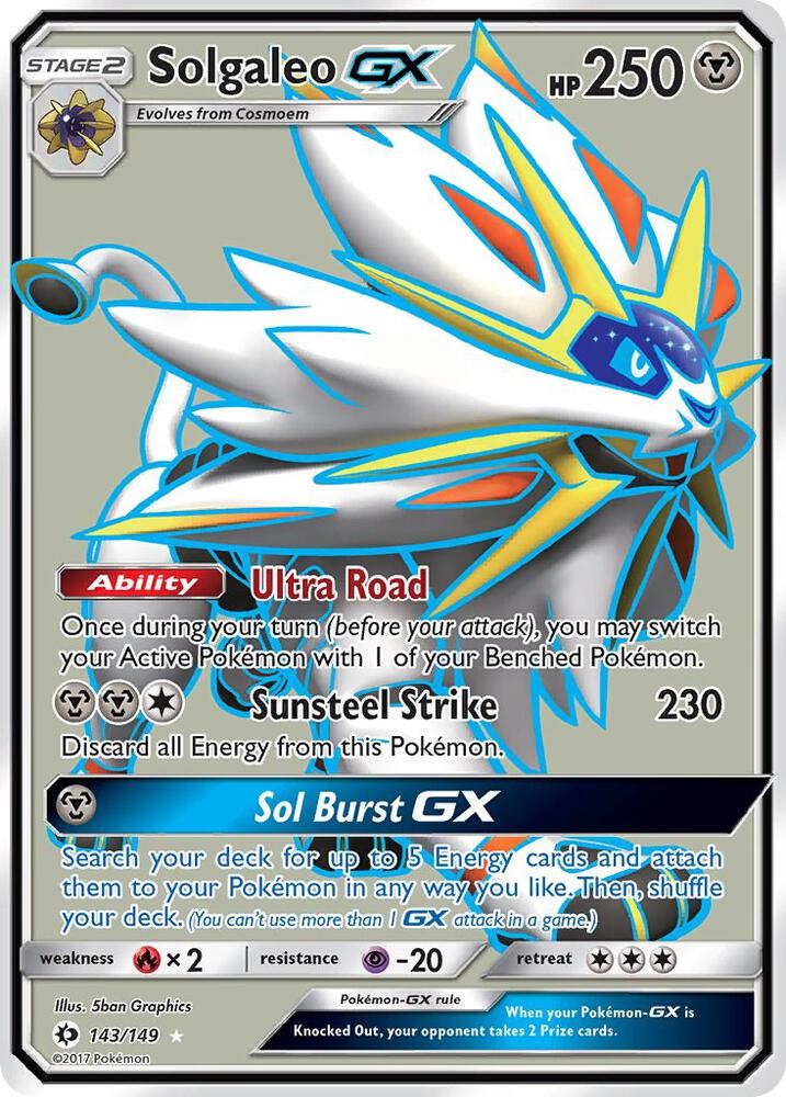 2017 Pokemon SM Base Set 143/149 Solgaleo GX Full Art Ultra Rare