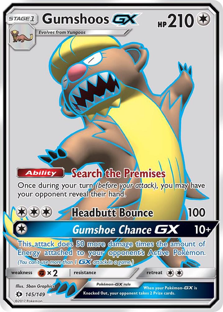 2017 Pokemon SM Base Set 145/149 Gumshoos GX Full Art Ultra Rare