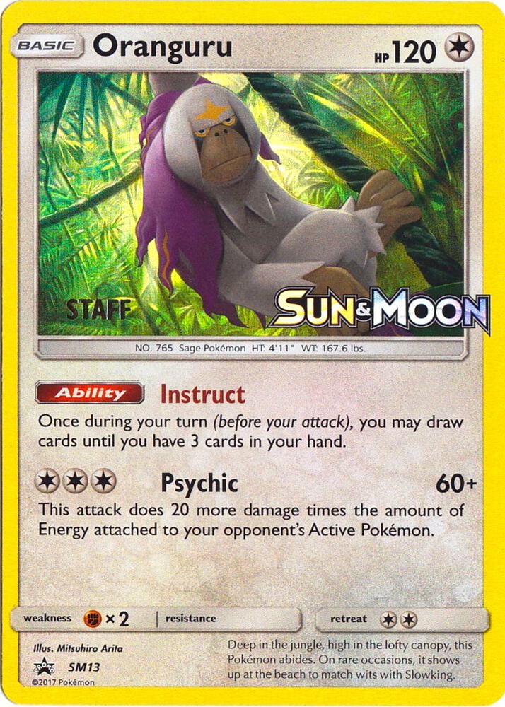 2016 Pokemon SM Promos SM13 Oranguru - SM13 (Prerelease) [Staff] Promo