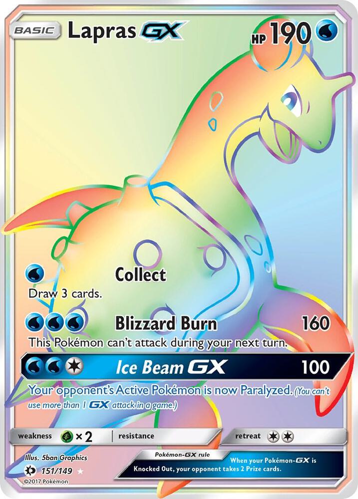 2017 Pokemon SM Base Set 151/149 Lapras GX Secret Rare