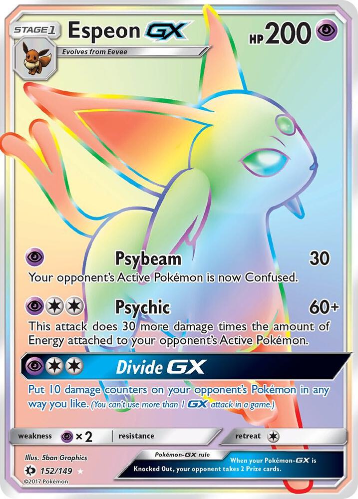 2017 Pokemon SM Base Set 152/149 Espeon GX Secret Rare