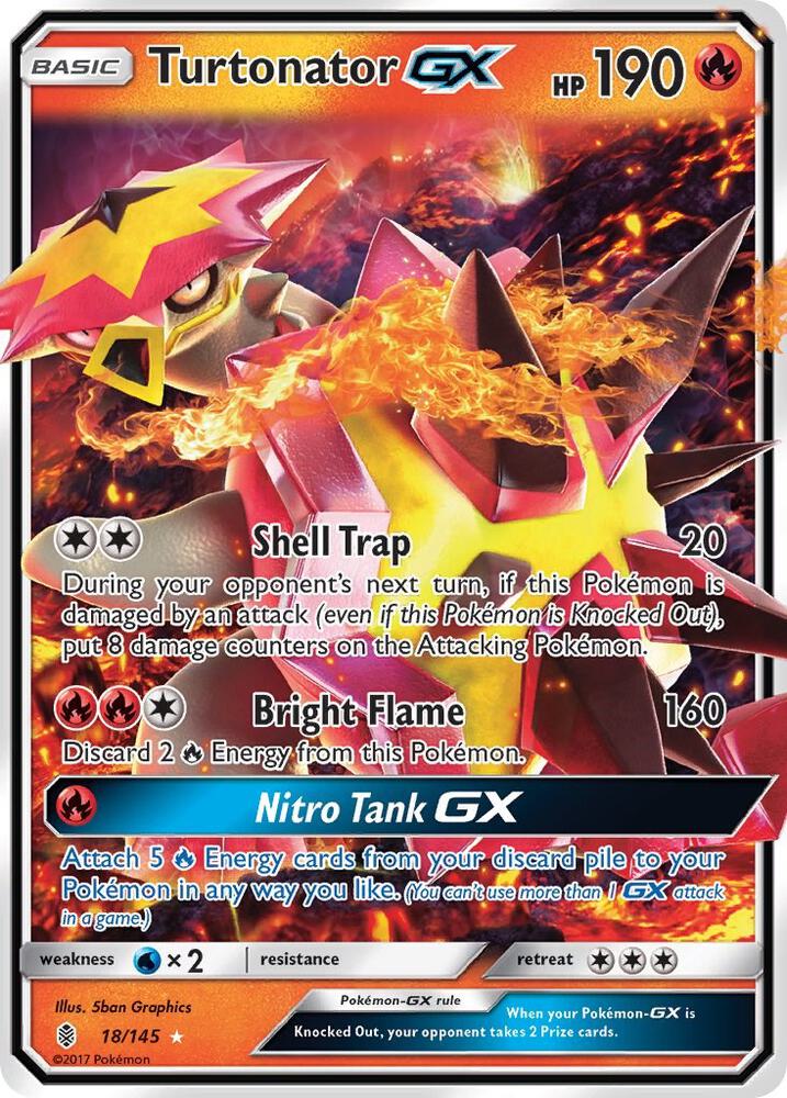 2017 Pokemon SM - Guardians Rising 18/145 Turtonator GX Ultra Rare