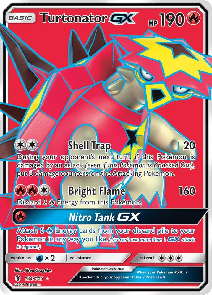 2017 Pokemon SM - Guardians Rising 131/145 Turtonator GX Full Art Ultra Rare