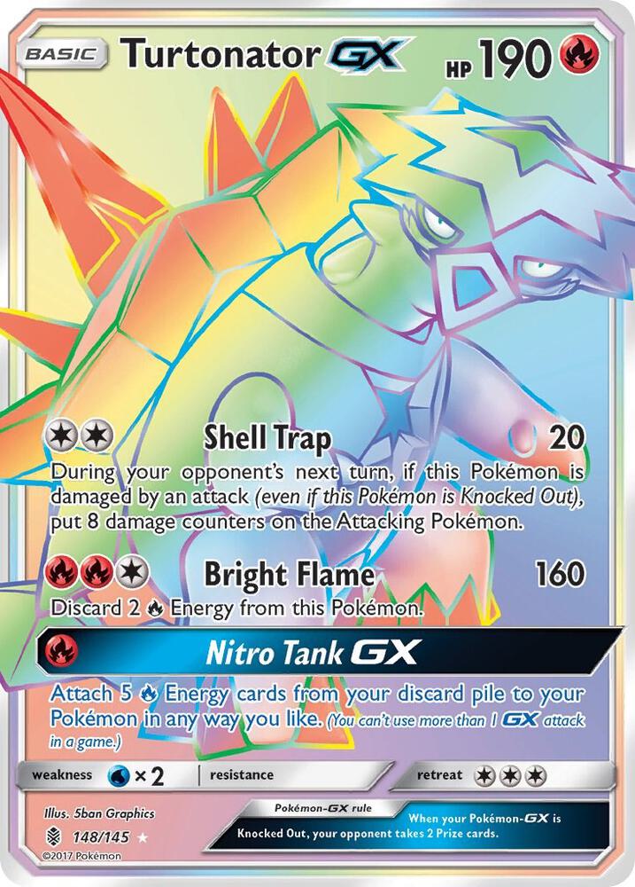 2017 Pokemon SM - Guardians Rising 148/145 Turtonator GX Secret Rare