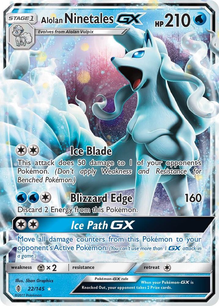 2017 Pokemon SM - Guardians Rising 22/145 Alolan Ninetales GX Ultra Rare