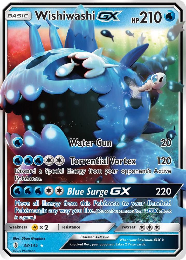 2017 Pokemon SM - Guardians Rising 38/145 Wishiwashi GX Ultra Rare