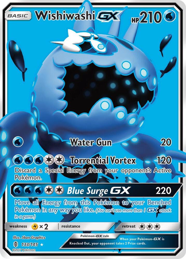 2017 Pokemon SM - Guardians Rising 133/145 Wishiwashi GX Full Art Ultra Rare