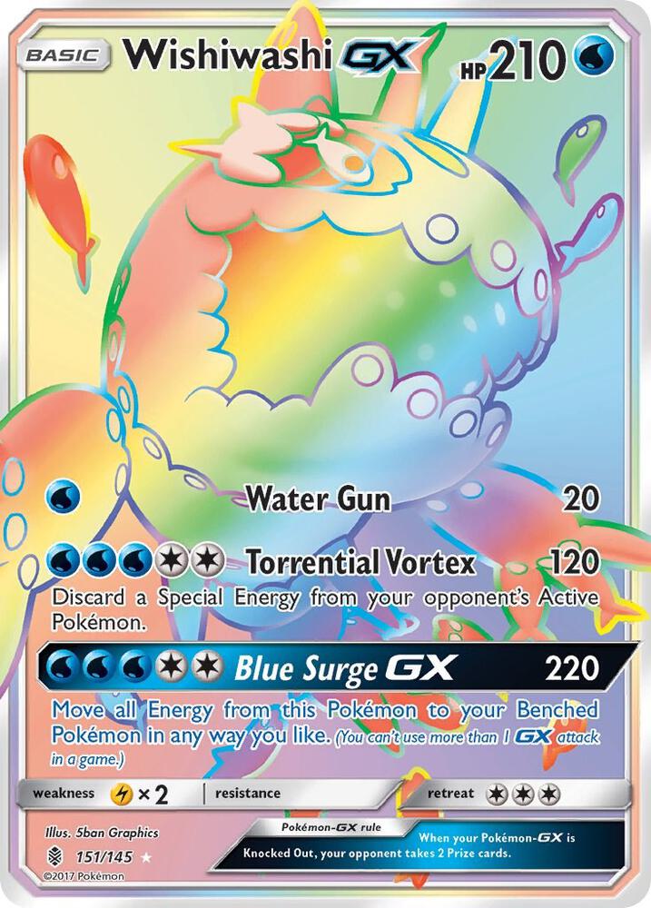 2017 Pokemon SM - Guardians Rising 151/145 Wishiwashi GX Secret Rare