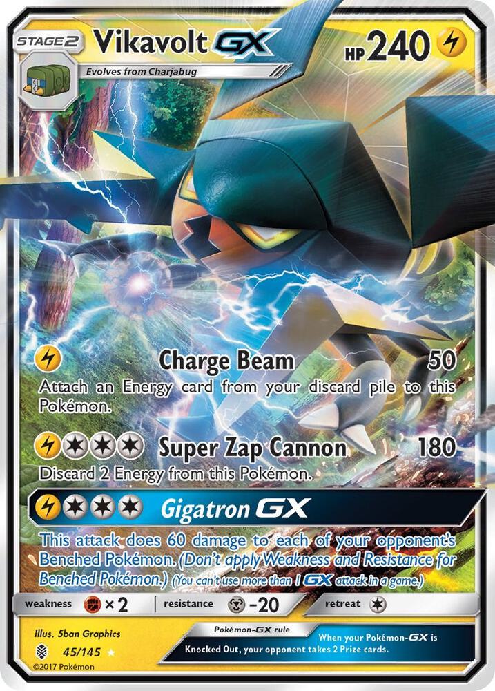 2017 Pokemon SM - Guardians Rising 45/145 Vikavolt GX Ultra Rare