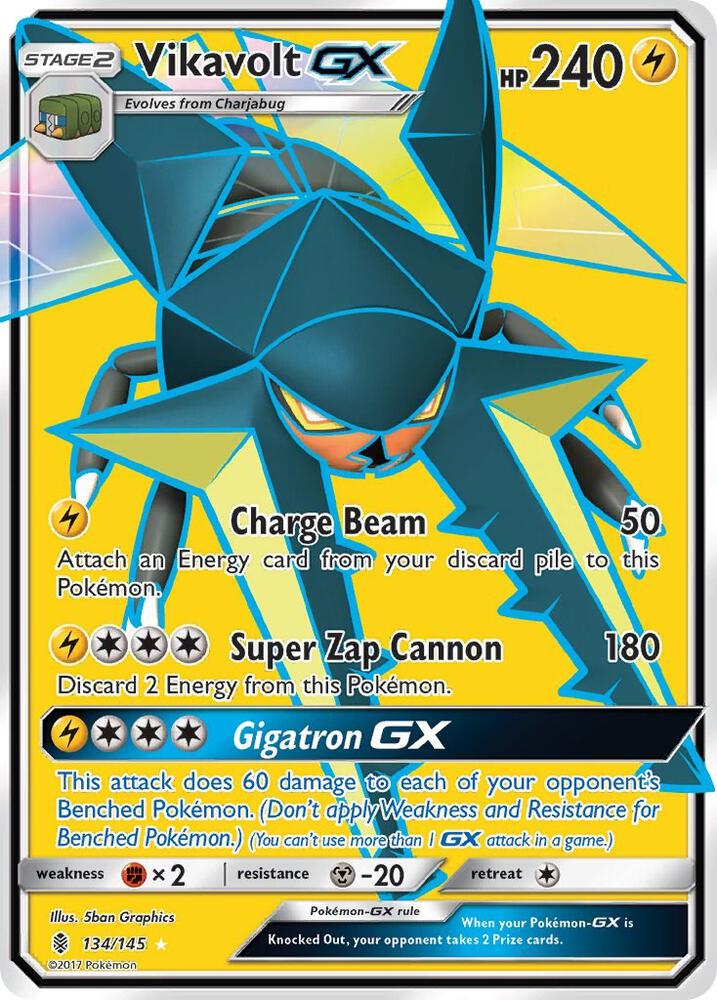 2017 Pokemon SM - Guardians Rising 134/145 Vikavolt GX Full Art Ultra Rare