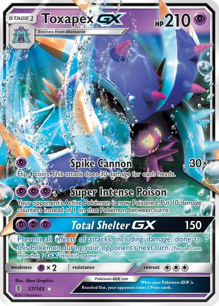 2017 Pokemon SM - Guardians Rising 57/145 Toxapex GX Ultra Rare